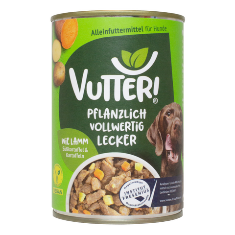 Eine Dose Vutter! veganes Nassfutter wie Lamm für Hunde