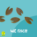 Braune Vutter! Snacks wie Fisch für Hunde mit vegan Label