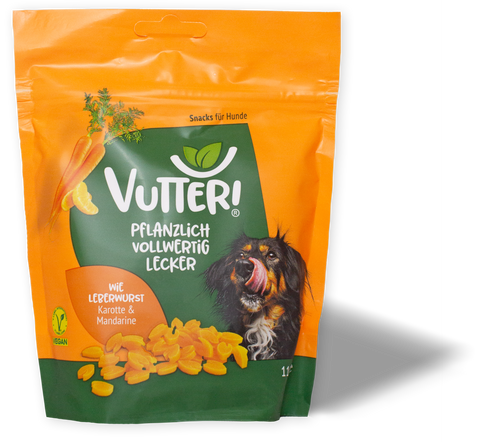 Orangene Tüte Vutter! vegane Hundeleckerli wie Leberwurst