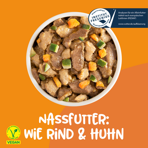 Nassfutter: Wie Rind & Huhn