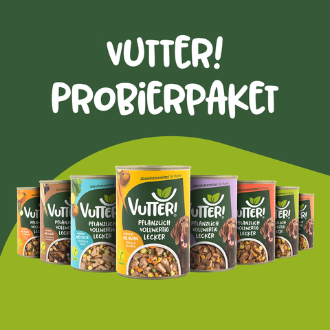 Vutter Probierpaket aus sieben Hundefutterdosen