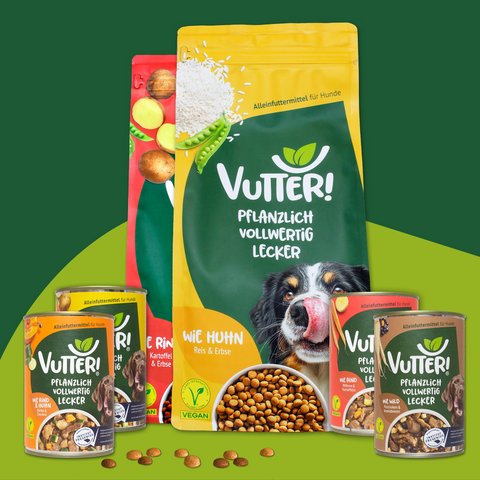 Großes Vutter! Probierpaket für Hunde aus vier Nassfutterdosen und zwei Tüten Trockenfutter