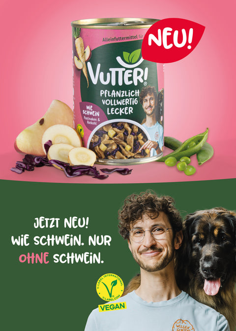 Jetzt neu unsere Nassfuttersorte wie Schwein in Zusammenarbeit mit dem Tierarzt Dr. Karim Montasser ud seinem Hund Zelda.